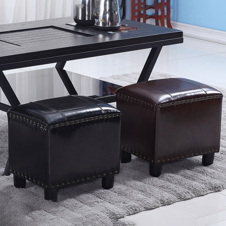 Modern Leather Standard Rectangle Nail Decoration Indoor Standard Clearhalo 'furn' 'furn_ottomans_poufs' 'Furniture' 'Living Room Furniture' 'Ottomans & Poufs' 'ottomans_poufs' 5957445