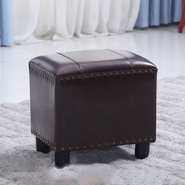 Modern Leather Standard Rectangle Nail Decoration Indoor Standard Coffee 1 Piece Clearhalo 'furn' 'furn_ottomans_poufs' 'Furniture' 'Living Room Furniture' 'Ottomans & Poufs' 'ottomans_poufs' 5957447
