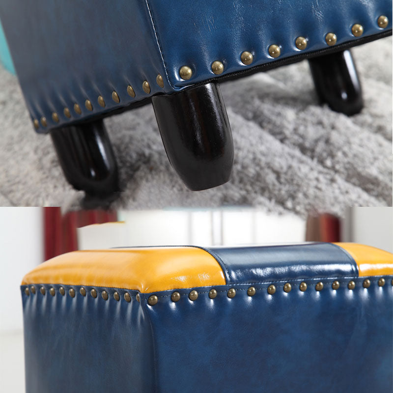 Modern Leather Standard Rectangle Nail Decoration Indoor Standard Clearhalo 'furn' 'furn_ottomans_poufs' 'Furniture' 'Living Room Furniture' 'Ottomans & Poufs' 'ottomans_poufs' 5957457