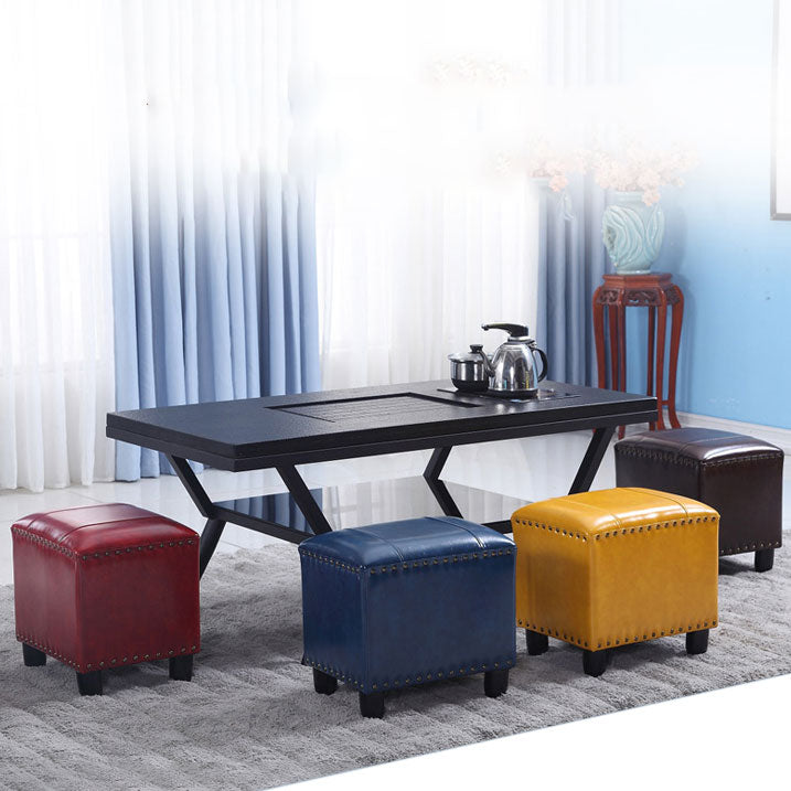 Modern Leather Standard Rectangle Nail Decoration Indoor Standard Clearhalo 'furn' 'furn_ottomans_poufs' 'Furniture' 'Living Room Furniture' 'Ottomans & Poufs' 'ottomans_poufs' 5957465