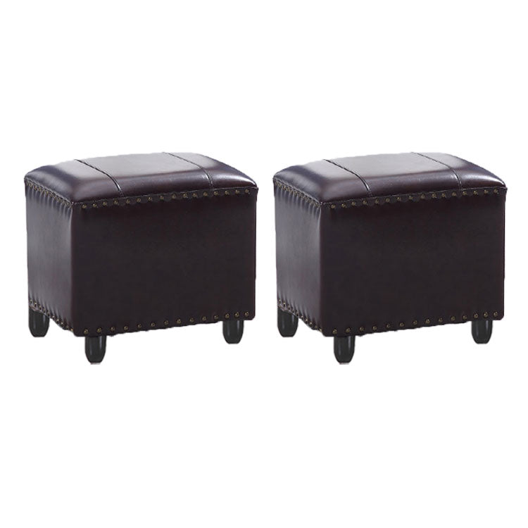 Modern Leather Standard Rectangle Nail Decoration Indoor Standard Coffee 2 Piece Set Clearhalo 'furn' 'furn_ottomans_poufs' 'Furniture' 'Living Room Furniture' 'Ottomans & Poufs' 'ottomans_poufs' 5957471