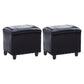 Modern Leather Standard Rectangle Nail Decoration Indoor Standard Black 2 Piece Set Clearhalo 'furn' 'furn_ottomans_poufs' 'Furniture' 'Living Room Furniture' 'Ottomans & Poufs' 'ottomans_poufs' 5957475
