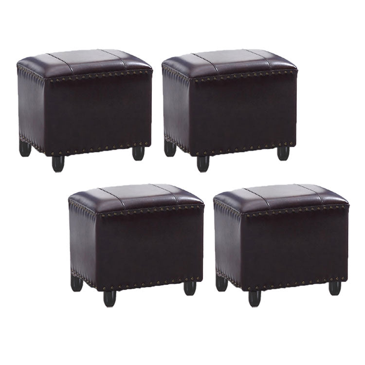 Modern Leather Standard Rectangle Nail Decoration Indoor Standard Coffee 4 Piece Set Clearhalo 'furn' 'furn_ottomans_poufs' 'Furniture' 'Living Room Furniture' 'Ottomans & Poufs' 'ottomans_poufs' 5957483