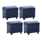Modern Leather Standard Rectangle Nail Decoration Indoor Standard Peacock Blue 4 Piece Set Clearhalo 'furn' 'furn_ottomans_poufs' 'Furniture' 'Living Room Furniture' 'Ottomans & Poufs' 'ottomans_poufs' 5957489