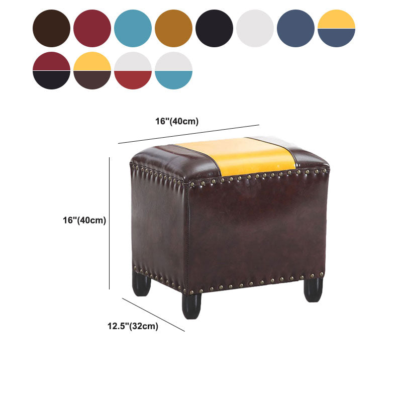 Modern Leather Standard Rectangle Nail Decoration Indoor Standard Clearhalo 'furn' 'furn_ottomans_poufs' 'Furniture' 'Living Room Furniture' 'Ottomans & Poufs' 'ottomans_poufs' 5957493
