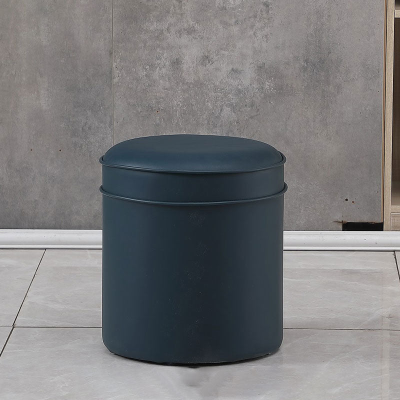 Orange Faux Leather Pouf Modern Pure Color Round Indoor Pouf Dark Blue 1 Piece Clearhalo 'furn' 'furn_ottomans_poufs' 'Furniture' 'Living Room Furniture' 'Ottomans & Poufs' 'ottomans_poufs' 5957496