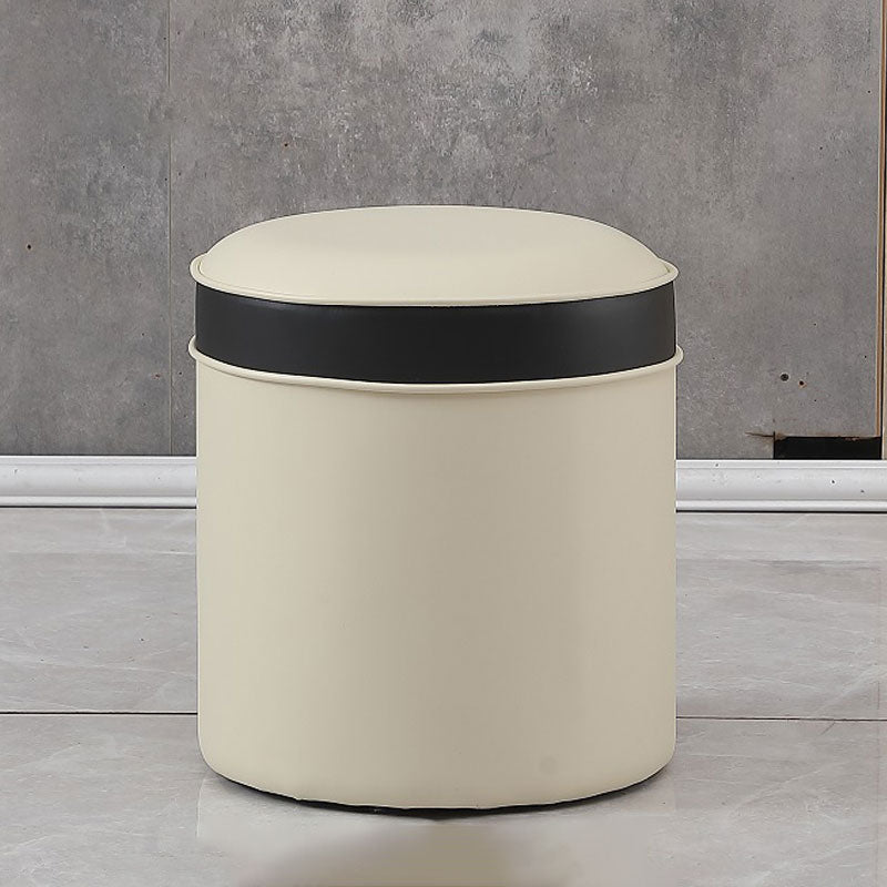 Orange Faux Leather Pouf Modern Pure Color Round Indoor Pouf Cream 1 Piece Clearhalo 'furn' 'furn_ottomans_poufs' 'Furniture' 'Living Room Furniture' 'Ottomans & Poufs' 'ottomans_poufs' 5957502