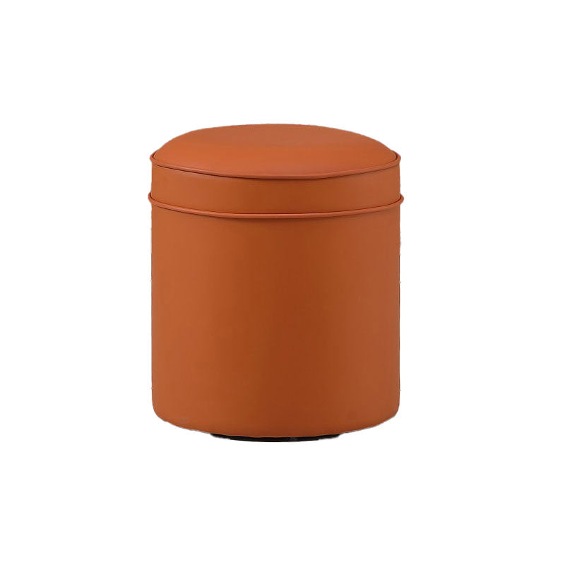 Orange Faux Leather Pouf Modern Pure Color Round Indoor Pouf Clearhalo 'furn' 'furn_ottomans_poufs' 'Furniture' 'Living Room Furniture' 'Ottomans & Poufs' 'ottomans_poufs' 5957503
