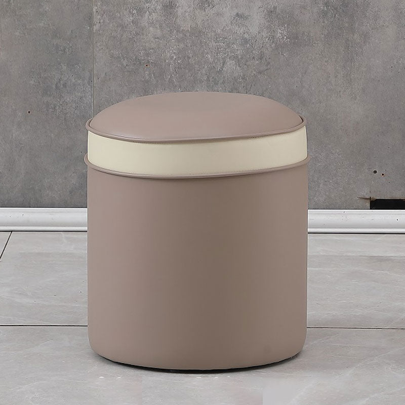 Orange Faux Leather Pouf Modern Pure Color Round Indoor Pouf Grey 1 Piece Clearhalo 'furn' 'furn_ottomans_poufs' 'Furniture' 'Living Room Furniture' 'Ottomans & Poufs' 'ottomans_poufs' 5957506