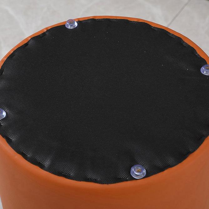 Orange Faux Leather Pouf Modern Pure Color Round Indoor Pouf Clearhalo 'furn' 'furn_ottomans_poufs' 'Furniture' 'Living Room Furniture' 'Ottomans & Poufs' 'ottomans_poufs' 5957507