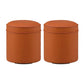 Orange Faux Leather Pouf Modern Pure Color Round Indoor Pouf Orange 2 Piece Set Clearhalo 'furn' 'furn_ottomans_poufs' 'Furniture' 'Living Room Furniture' 'Ottomans & Poufs' 'ottomans_poufs' 5957508