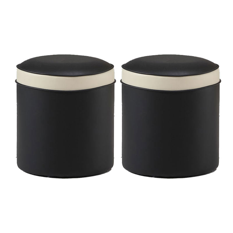 Orange Faux Leather Pouf Modern Pure Color Round Indoor Pouf Black 2 Piece Set Clearhalo 'furn' 'furn_ottomans_poufs' 'Furniture' 'Living Room Furniture' 'Ottomans & Poufs' 'ottomans_poufs' 5957512
