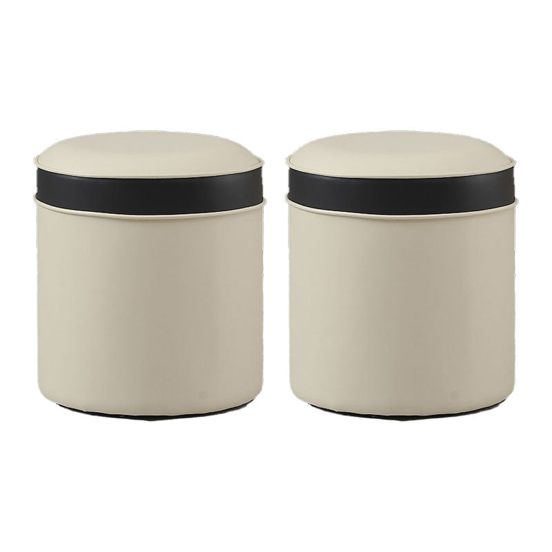 Orange Faux Leather Pouf Modern Pure Color Round Indoor Pouf Cream 2 Piece Set Clearhalo 'furn' 'furn_ottomans_poufs' 'Furniture' 'Living Room Furniture' 'Ottomans & Poufs' 'ottomans_poufs' 5957517