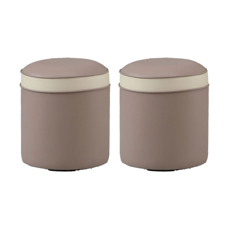 Orange Faux Leather Pouf Modern Pure Color Round Indoor Pouf Grey 2 Piece Set Clearhalo 'furn' 'furn_ottomans_poufs' 'Furniture' 'Living Room Furniture' 'Ottomans & Poufs' 'ottomans_poufs' 5957519