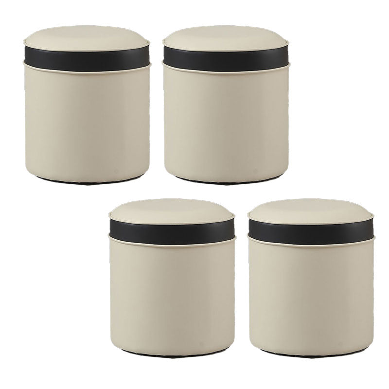 Orange Faux Leather Pouf Modern Pure Color Round Indoor Pouf Cream 4 Piece Set Clearhalo 'furn' 'furn_ottomans_poufs' 'Furniture' 'Living Room Furniture' 'Ottomans & Poufs' 'ottomans_poufs' 5957520