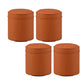 Orange Faux Leather Pouf Modern Pure Color Round Indoor Pouf Orange 4 Piece Set Clearhalo 'furn' 'furn_ottomans_poufs' 'Furniture' 'Living Room Furniture' 'Ottomans & Poufs' 'ottomans_poufs' 5957521