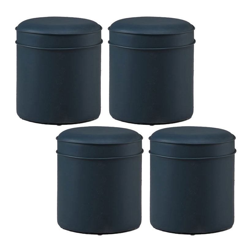 Orange Faux Leather Pouf Modern Pure Color Round Indoor Pouf Dark Blue 4 Piece Set Clearhalo 'furn' 'furn_ottomans_poufs' 'Furniture' 'Living Room Furniture' 'Ottomans & Poufs' 'ottomans_poufs' 5957522