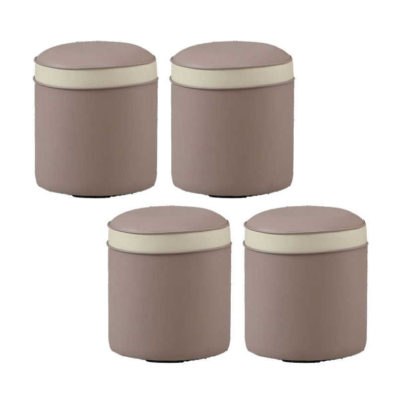 Orange Faux Leather Pouf Modern Pure Color Round Indoor Pouf Grey 4 Piece Set Clearhalo 'furn' 'furn_ottomans_poufs' 'Furniture' 'Living Room Furniture' 'Ottomans & Poufs' 'ottomans_poufs' 5957526