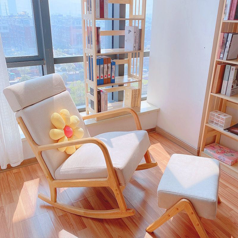 Chaise de culbuteur moderne rembourrée avec planeur de cadre gris pour le salon