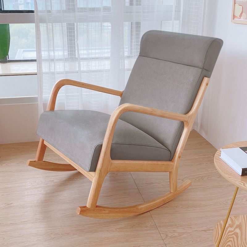 Chaise de culbuteur moderne rembourrée avec planeur de cadre gris pour le salon