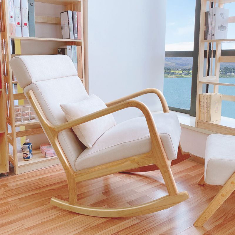 Chaise de culbuteur moderne rembourrée avec planeur de cadre gris pour le salon