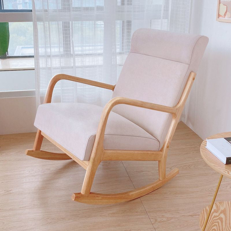 Chaise de culbuteur moderne rembourrée avec planeur de cadre gris pour le salon