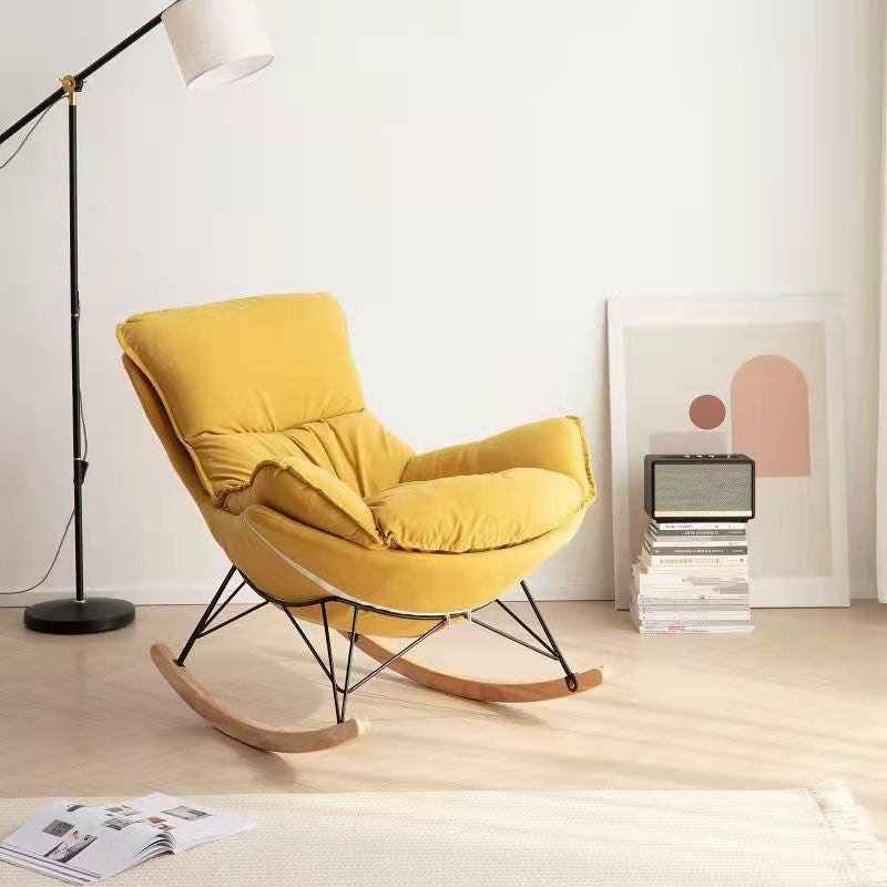 Leisure Pure Color Glider Chair Faux Leather Water Resistant with Ottoman Yellow Clearhalo 'Chairs & Seating' 'furn' 'furn_rocking_chairs' 'Furniture' 'Living Room Furniture' 'Rocking Chairs' 'rocking_chairs' 5957601