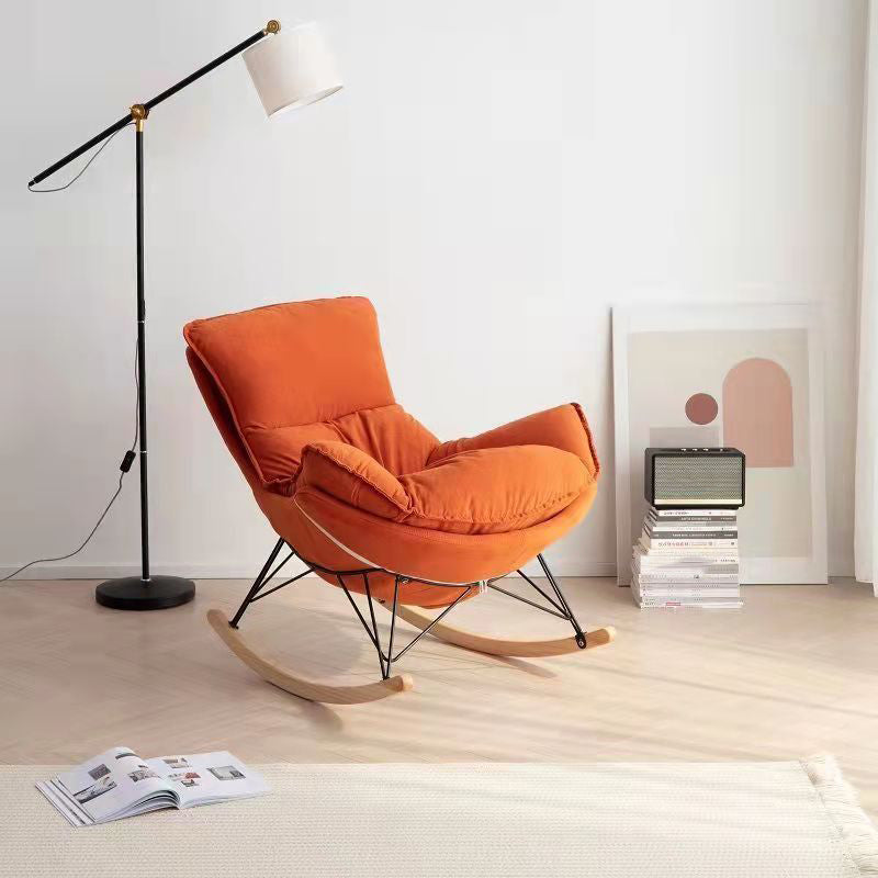 Leisure Pure Color Glider Chair Faux Leather Water Resistant with Ottoman Orange Clearhalo 'Chairs & Seating' 'furn' 'furn_rocking_chairs' 'Furniture' 'Living Room Furniture' 'Rocking Chairs' 'rocking_chairs' 5957607