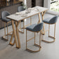Ensemble de Table de Bar Glam, 1/5 pièces, Table de comptoir rectangulaire en pierre avec tabourets hauts pour cuisine