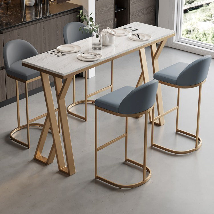 Ensemble de Table de Bar Glam, 1/5 pièces, Table de comptoir rectangulaire en pierre avec tabourets hauts pour cuisine