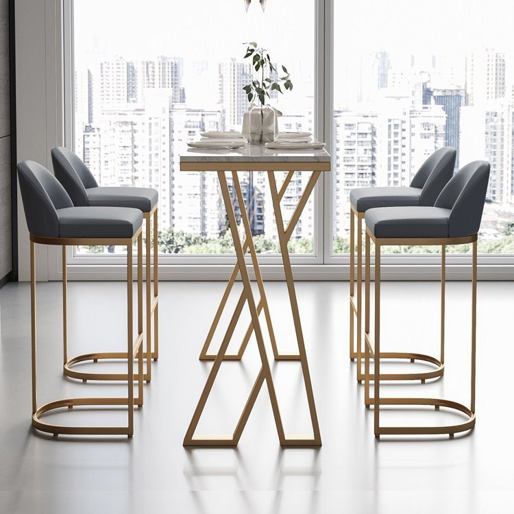 Ensemble de Table de Bar Glam, 1/5 pièces, Table de comptoir rectangulaire en pierre avec tabourets hauts pour cuisine