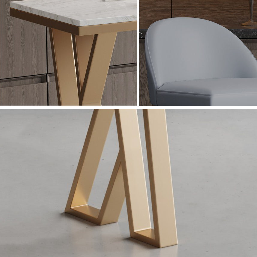 Ensemble de Table de Bar Glam, 1/5 pièces, Table de comptoir rectangulaire en pierre avec tabourets hauts pour cuisine