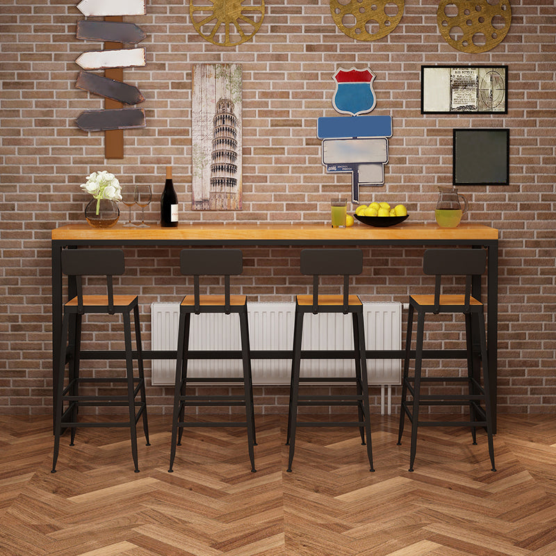 Industrial 1/2/5 Pieces Solid Wood Bar Table Set Fixed Counter Set Clearhalo 'Bar Furniture' 'furn' 'furn_home_bar_bar_sets' 'Furniture' 'Home Bars & Bar Sets' 'home_bar_bar_sets' 'Kitchen & Dining Furniture' 5957668