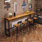 Industrial 1/2/5 Pieces Solid Wood Bar Table Set Fixed Counter Set 5 Pieces: Table, 4 Stools Clearhalo 'Bar Furniture' 'furn' 'furn_home_bar_bar_sets' 'Furniture' 'Home Bars & Bar Sets' 'home_bar_bar_sets' 'Kitchen & Dining Furniture' 5957671