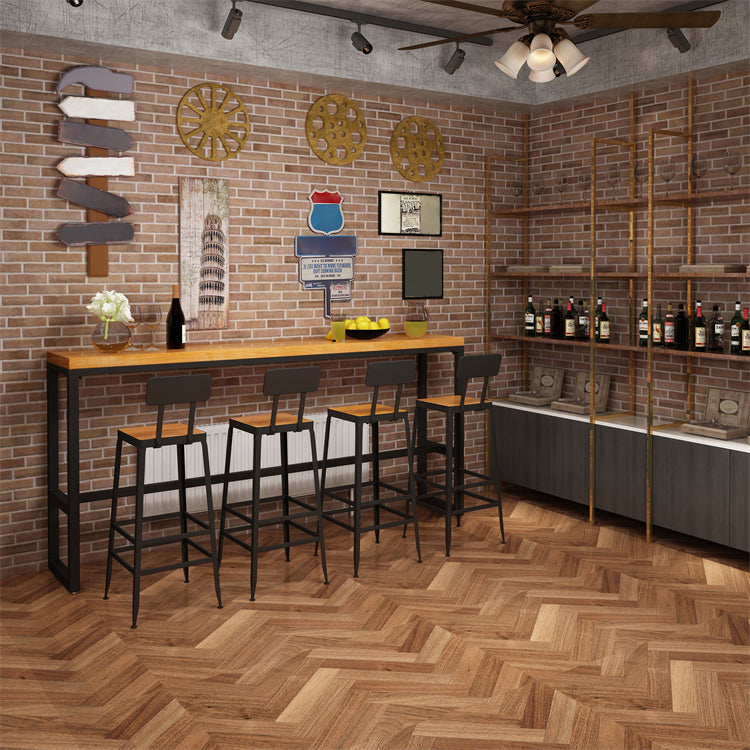 Industrial 1/2/5 Pieces Solid Wood Bar Table Set Fixed Counter Set Clearhalo 'Bar Furniture' 'furn' 'furn_home_bar_bar_sets' 'Furniture' 'Home Bars & Bar Sets' 'home_bar_bar_sets' 'Kitchen & Dining Furniture' 5957672