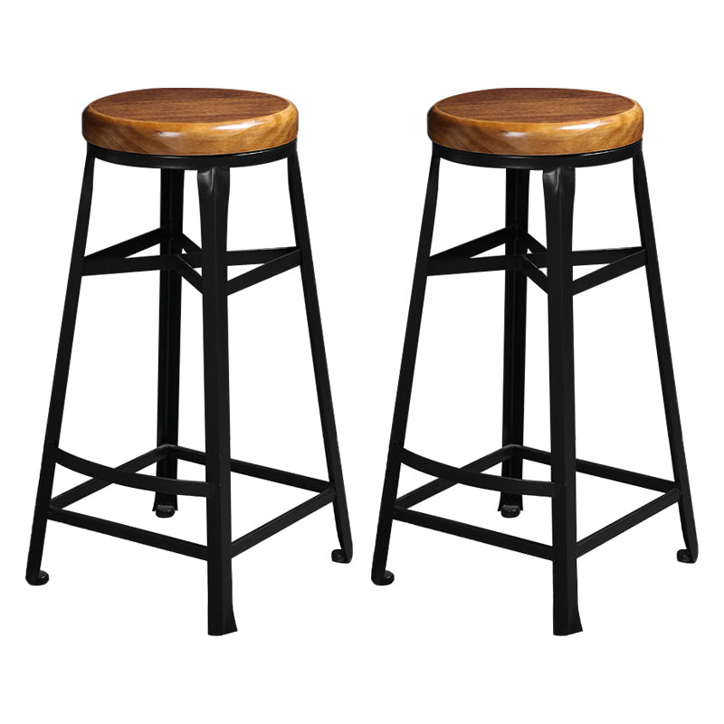 Indoor Glam Pub Set Natural 1/2/3 Pieces Wood and Metal Pub Table Set with Storage Wood 30"H Stools (Set of 2) Clearhalo 'Bar Furniture' 'furn' 'furn_home_bar_bar_sets' 'Furniture' 'Home Bars & Bar Sets' 'home_bar_bar_sets' 'Kitchen & Dining Furniture' 5957727