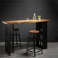 Indoor Glam Pub Set Natural 1/2/3 Pieces Wood and Metal Pub Table Set with Storage Clearhalo 'Bar Furniture' 'furn' 'furn_home_bar_bar_sets' 'Furniture' 'Home Bars & Bar Sets' 'home_bar_bar_sets' 'Kitchen & Dining Furniture' 5957739