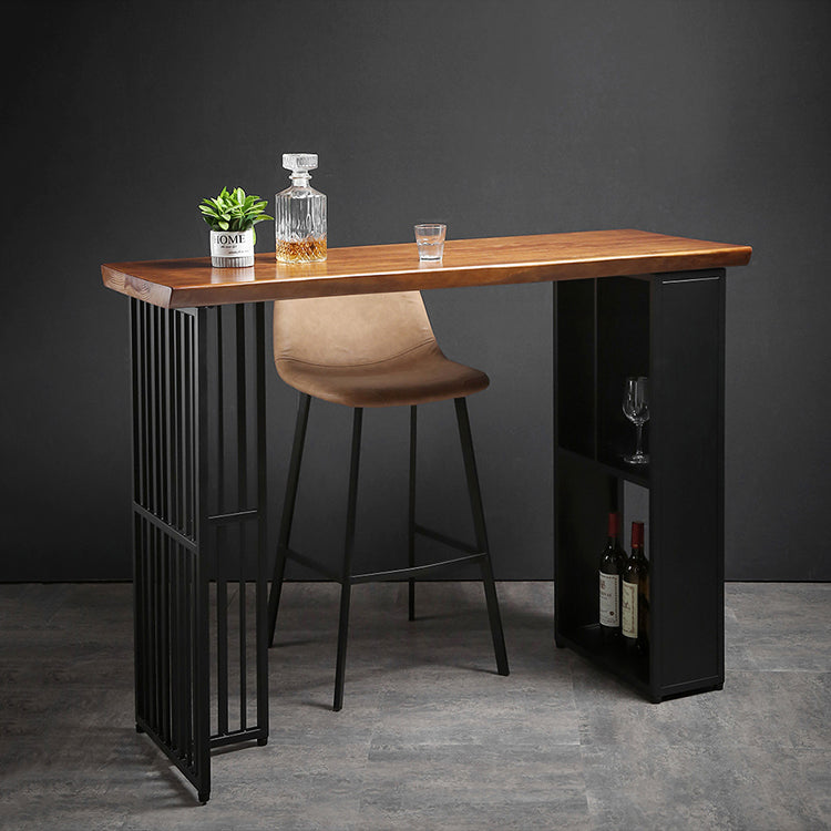 Indoor Glam Pub Set Natural 1/2/3 Pieces Wood and Metal Pub Table Set with Storage Clearhalo 'Bar Furniture' 'furn' 'furn_home_bar_bar_sets' 'Furniture' 'Home Bars & Bar Sets' 'home_bar_bar_sets' 'Kitchen & Dining Furniture' 5957740