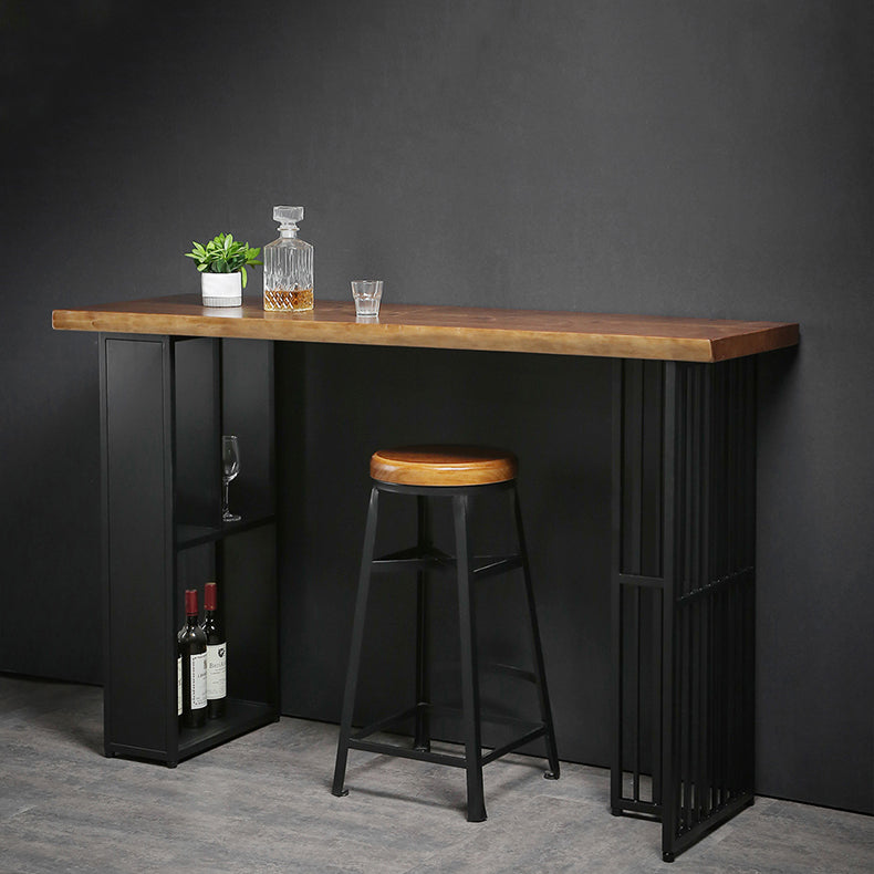 Indoor Glam Pub Set Natural 1/2/3 Pieces Wood and Metal Pub Table Set with Storage Clearhalo 'Bar Furniture' 'furn' 'furn_home_bar_bar_sets' 'Furniture' 'Home Bars & Bar Sets' 'home_bar_bar_sets' 'Kitchen & Dining Furniture' 5957741