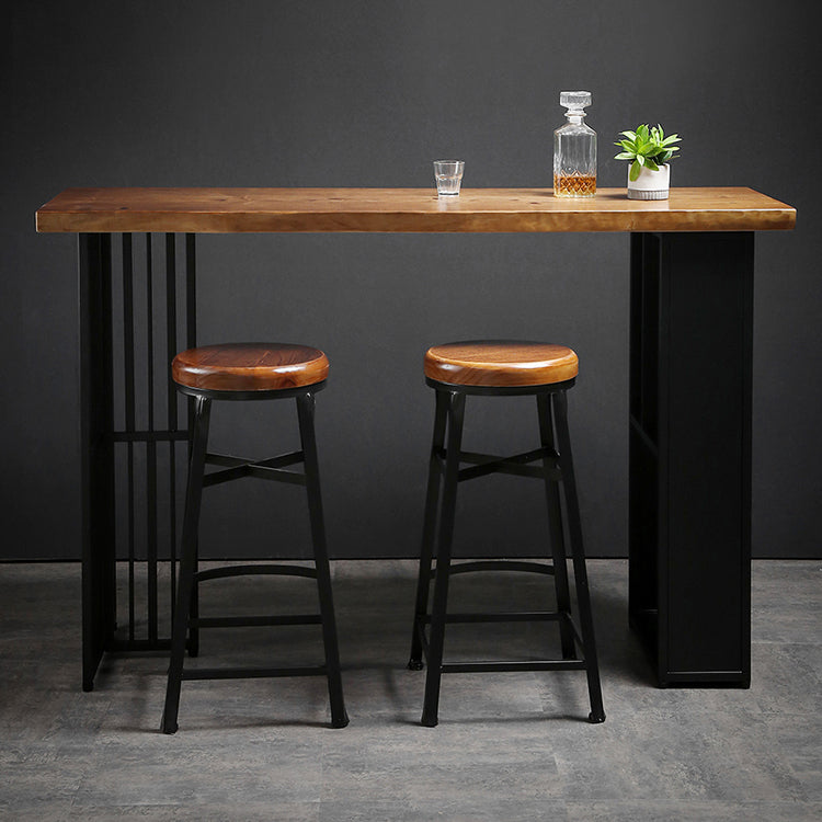 Indoor Glam Pub Set Natural 1/2/3 Pieces Wood and Metal Pub Table Set with Storage Clearhalo 'Bar Furniture' 'furn' 'furn_home_bar_bar_sets' 'Furniture' 'Home Bars & Bar Sets' 'home_bar_bar_sets' 'Kitchen & Dining Furniture' 5957742