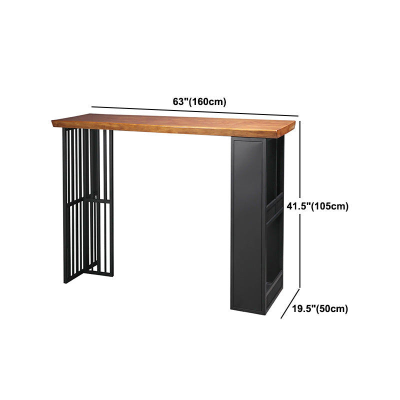 Indoor Glam Pub Set Natural 1/2/3 Pieces Wood and Metal Pub Table Set with Storage Clearhalo 'Bar Furniture' 'furn' 'furn_home_bar_bar_sets' 'Furniture' 'Home Bars & Bar Sets' 'home_bar_bar_sets' 'Kitchen & Dining Furniture' 5957745
