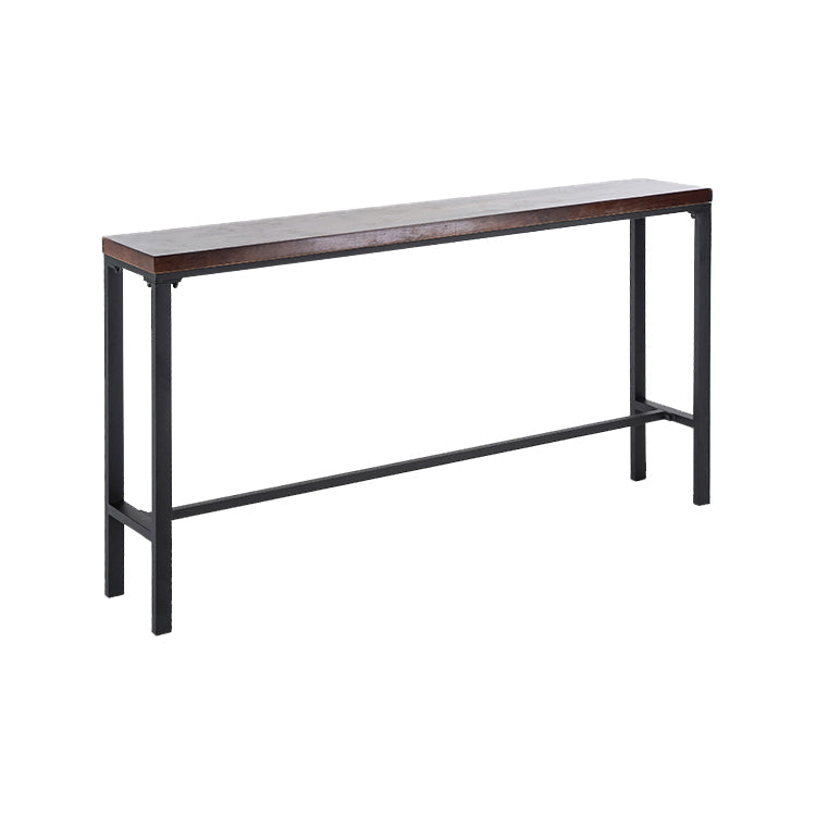 Industrial Rectangular Bar Pub Table Set 1/5 Pcs Solid Wood Top Bar Table with Iron Stools