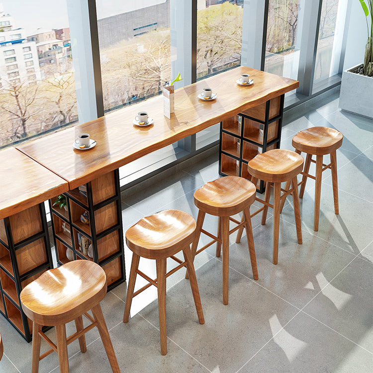 Industrial 1/2/9 Pieces Solid Wood Bar Table Set Fixed Counter Set for Home Use Clearhalo 'Bar Furniture' 'furn' 'furn_home_bar_bar_sets' 'Furniture' 'Home Bars & Bar Sets' 'home_bar_bar_sets' 'Kitchen & Dining Furniture' 5957809