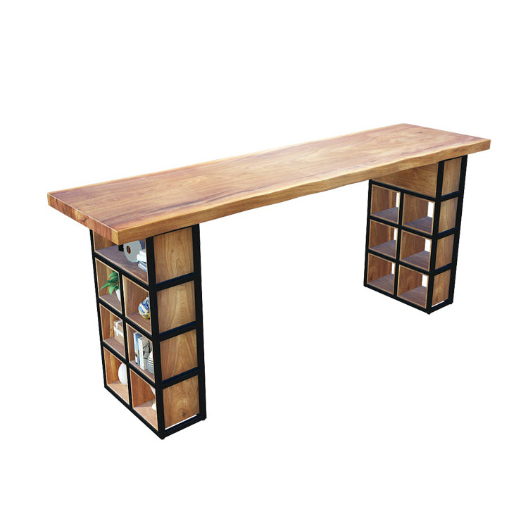 Industrial 1/2/9 Pieces Solid Wood Bar Table Set Fixed Counter Set for Home Use Wood 94"L x 20"W Clearhalo 'Bar Furniture' 'furn' 'furn_home_bar_bar_sets' 'Furniture' 'Home Bars & Bar Sets' 'home_bar_bar_sets' 'Kitchen & Dining Furniture' 5957810