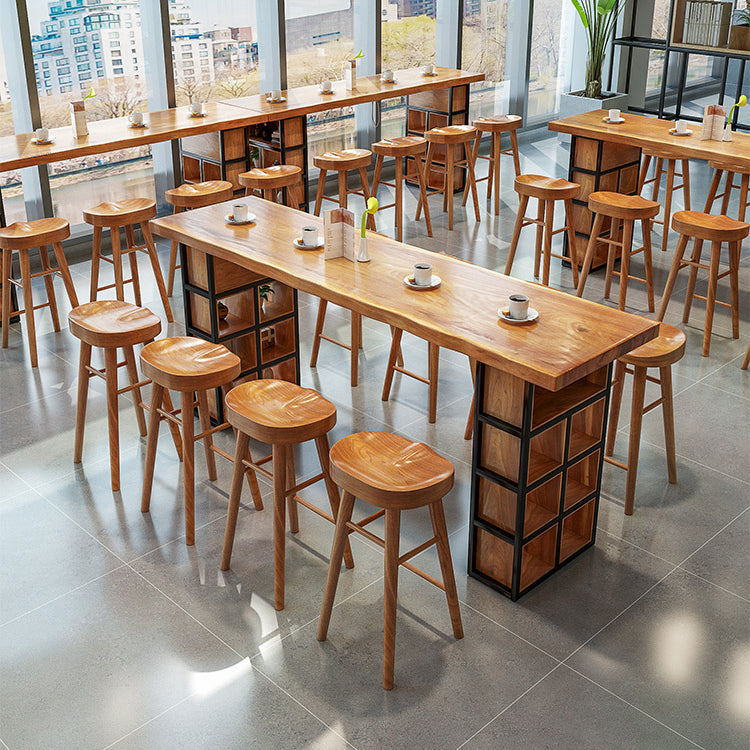 Industrial 1/2/9 Pieces Solid Wood Bar Table Set Fixed Counter Set for Home Use Clearhalo 'Bar Furniture' 'furn' 'furn_home_bar_bar_sets' 'Furniture' 'Home Bars & Bar Sets' 'home_bar_bar_sets' 'Kitchen & Dining Furniture' 5957815