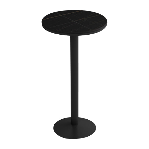 1/2/3 Pieces Round Pub Table Set Modern Stone and Metal Counter Height Set Black 22"L x 22"W Clearhalo 'Bar Furniture' 'furn' 'furn_home_bar_bar_sets' 'Furniture' 'Home Bars & Bar Sets' 'home_bar_bar_sets' 'Kitchen & Dining Furniture' 5957876