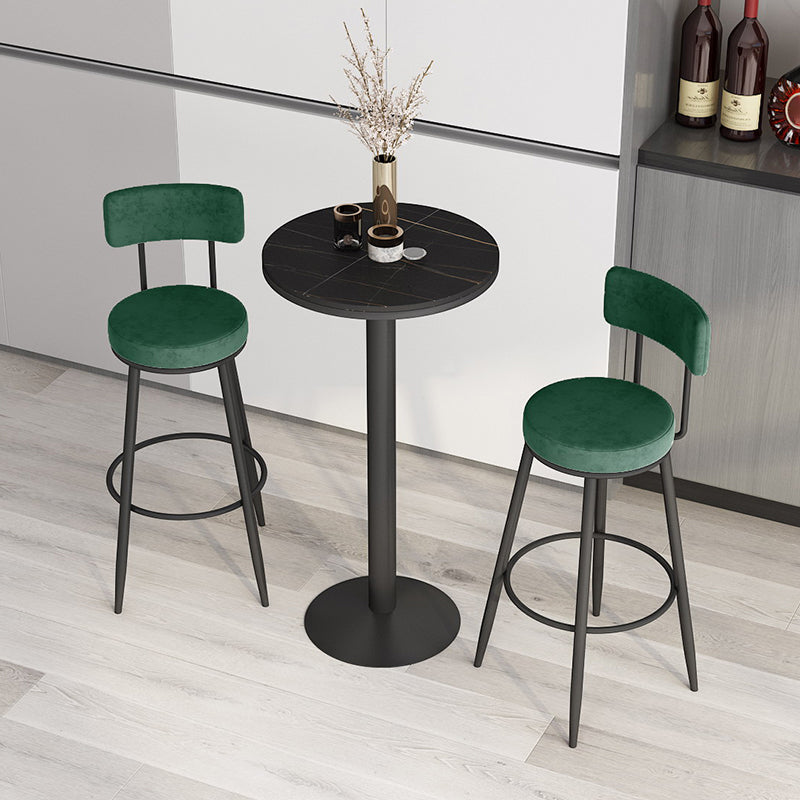 1/2/3 Pieces Round Pub Table Set Modern Stone and Metal Counter Height Set 3 Pieces: 1 Black Table, 2 Green Stools Clearhalo 'Bar Furniture' 'furn' 'furn_home_bar_bar_sets' 'Furniture' 'Home Bars & Bar Sets' 'home_bar_bar_sets' 'Kitchen & Dining Furniture' 5957877