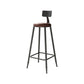 Indoor Bar Table Set Pine Solid Wood 1/7 Pcs Iron Base Bar Table and Stools Black-Brown 29"H Stool (Single) Clearhalo 'Bar Furniture' 'furn' 'furn_home_bar_bar_sets' 'Furniture' 'Home Bars & Bar Sets' 'home_bar_bar_sets' 'Kitchen & Dining Furniture' 5957893