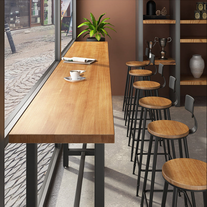 Indoor Bar Table Set Pine Solid Wood 1/7 Pcs Iron Base Bar Table and Stools Clearhalo 'Bar Furniture' 'furn' 'furn_home_bar_bar_sets' 'Furniture' 'Home Bars & Bar Sets' 'home_bar_bar_sets' 'Kitchen & Dining Furniture' 5957894