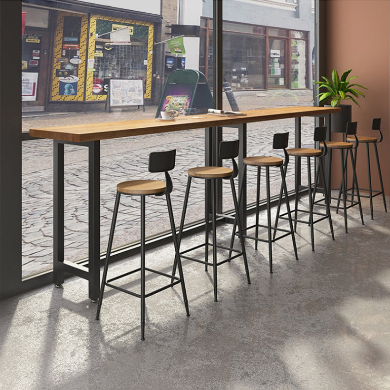 Indoor Bar Table Set Pine Solid Wood 1/7 Pcs Iron Base Bar Table and Stools Clearhalo 'Bar Furniture' 'furn' 'furn_home_bar_bar_sets' 'Furniture' 'Home Bars & Bar Sets' 'home_bar_bar_sets' 'Kitchen & Dining Furniture' 5957895